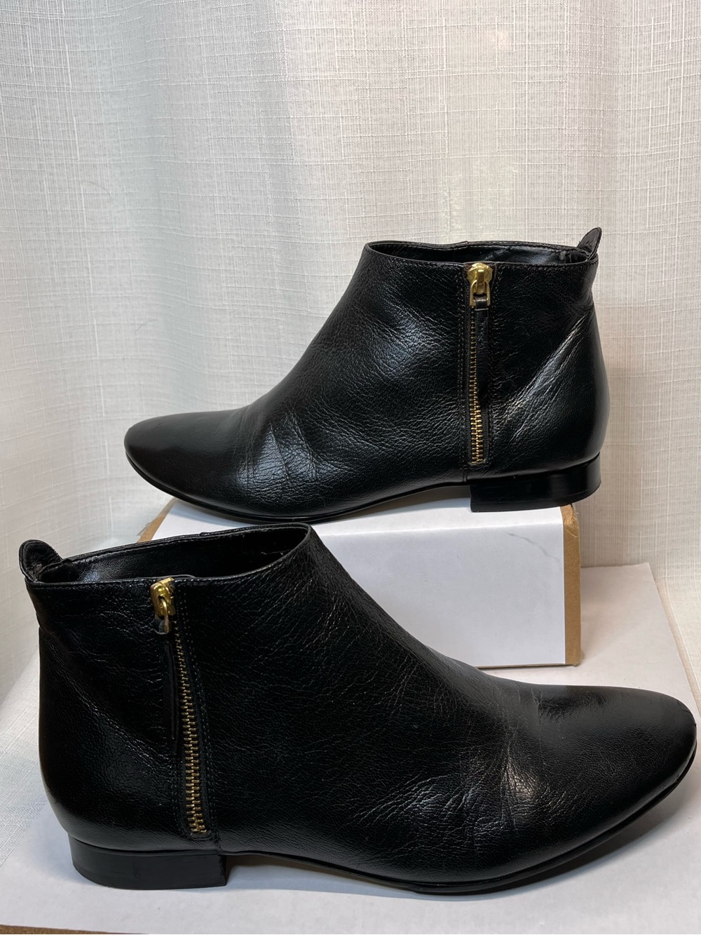 COLE HAAN GRAND.OS Soft Pebbled Leather Boots w/ Sleek Almond Toe & Low Heel